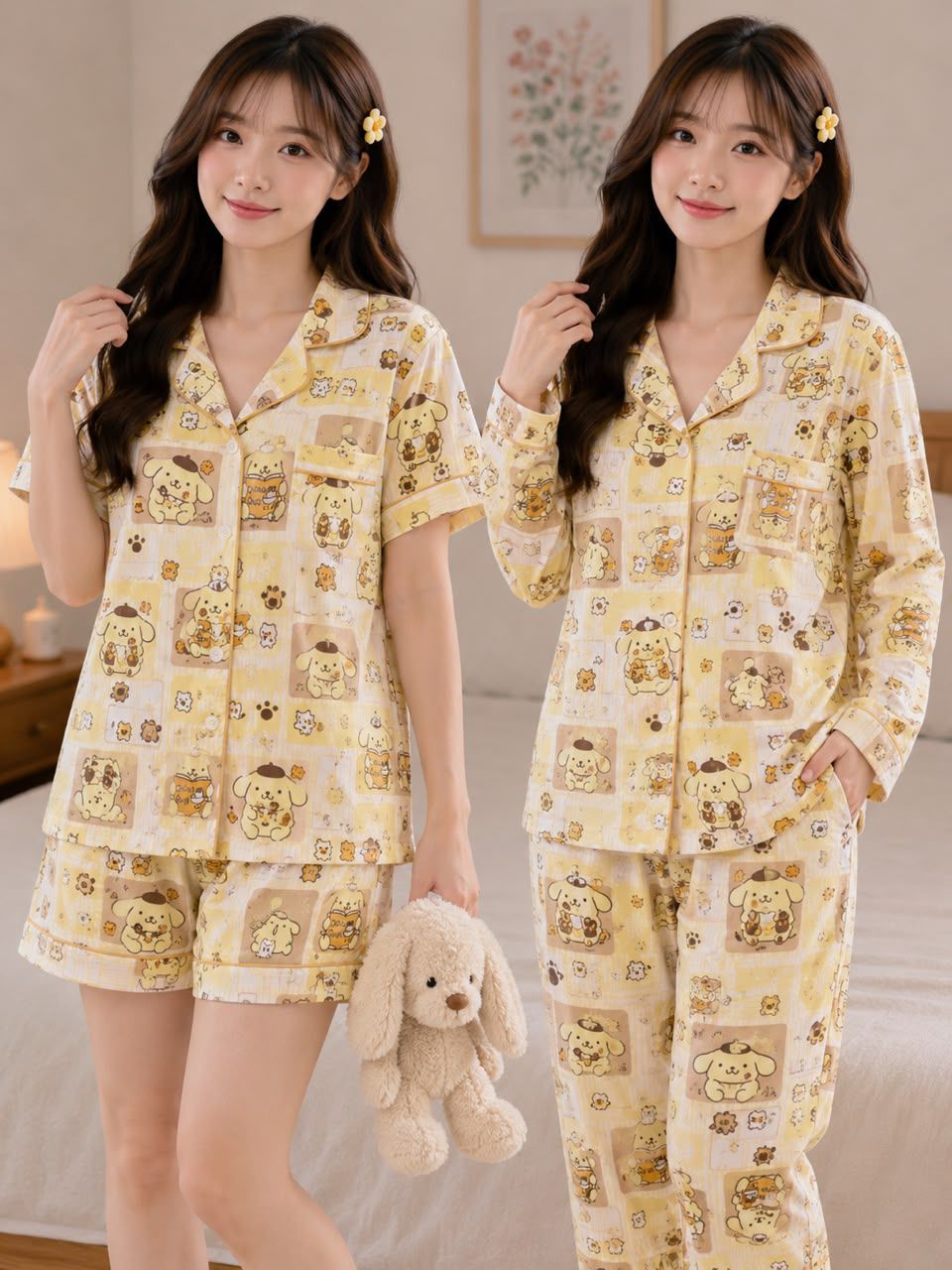 Sage Picnic 3-piece korean nightsuit