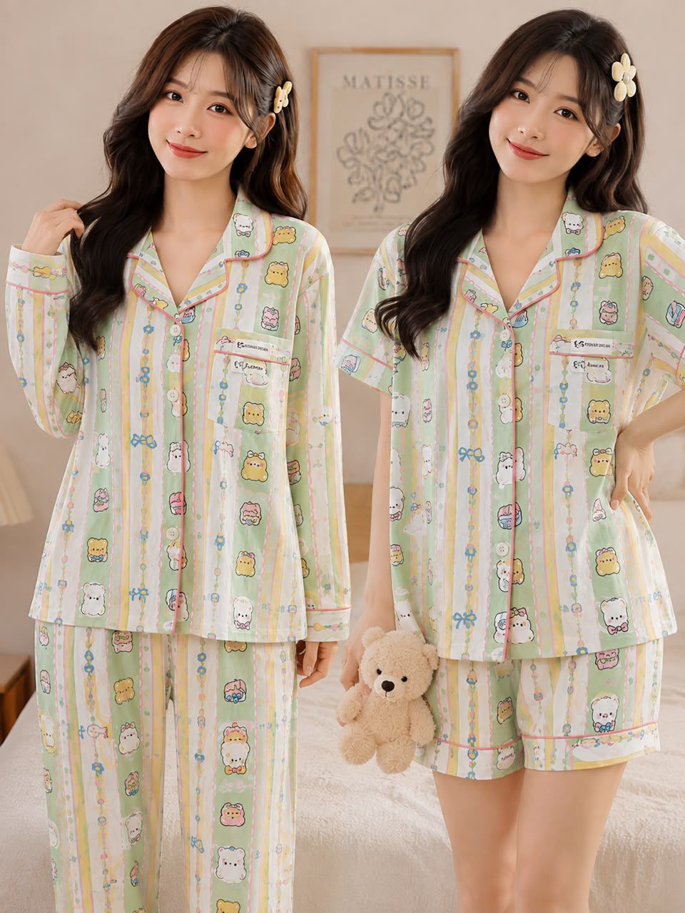 Meadow Morning 3-piece korean nightsuit