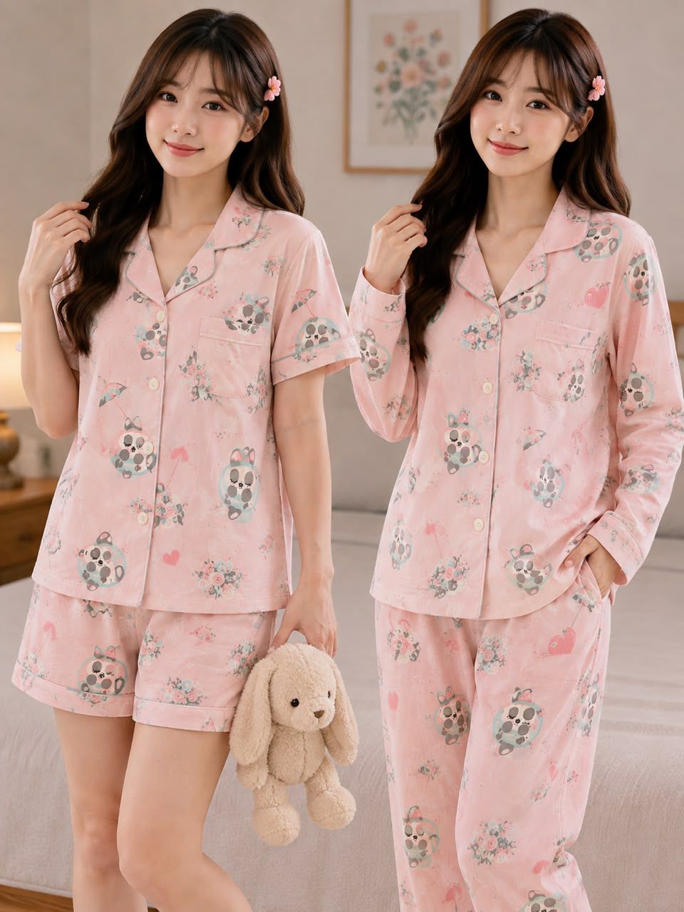 Moonlit Grey 3-piece korean nightsuit