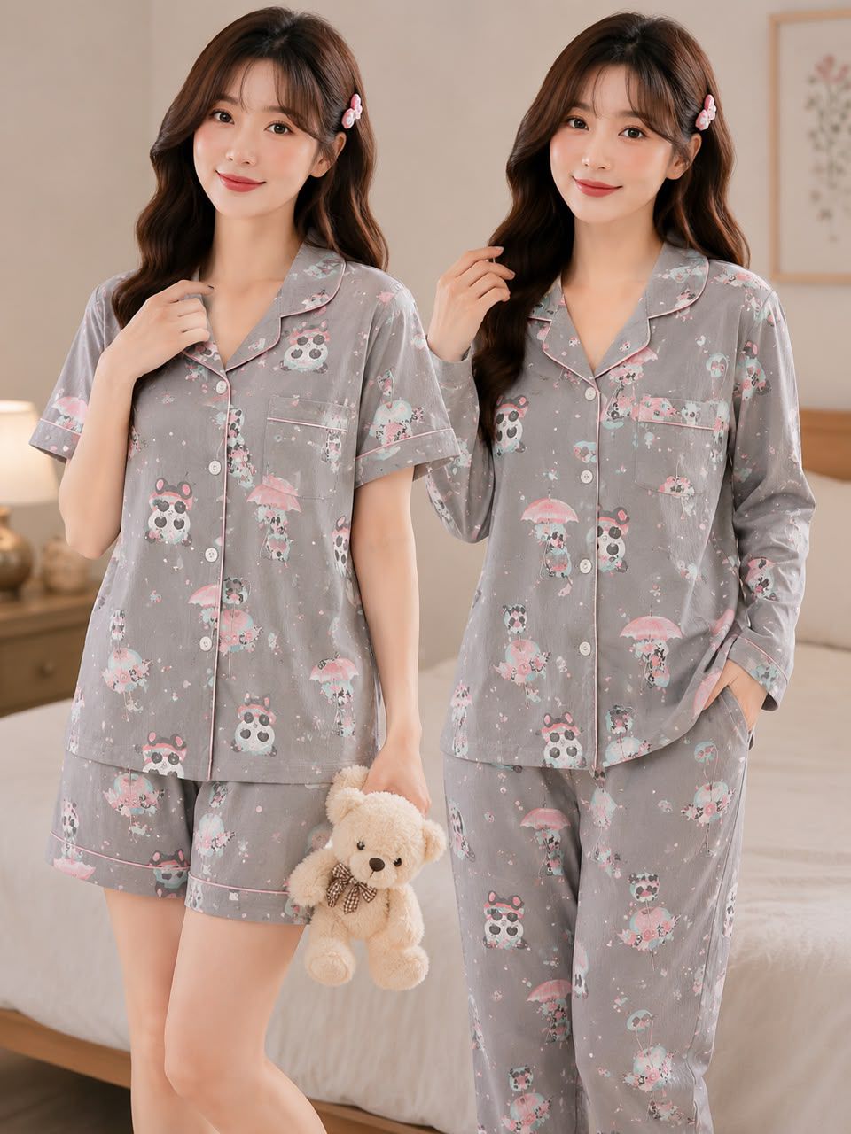 Candy Check 3-piece korean nightsuit