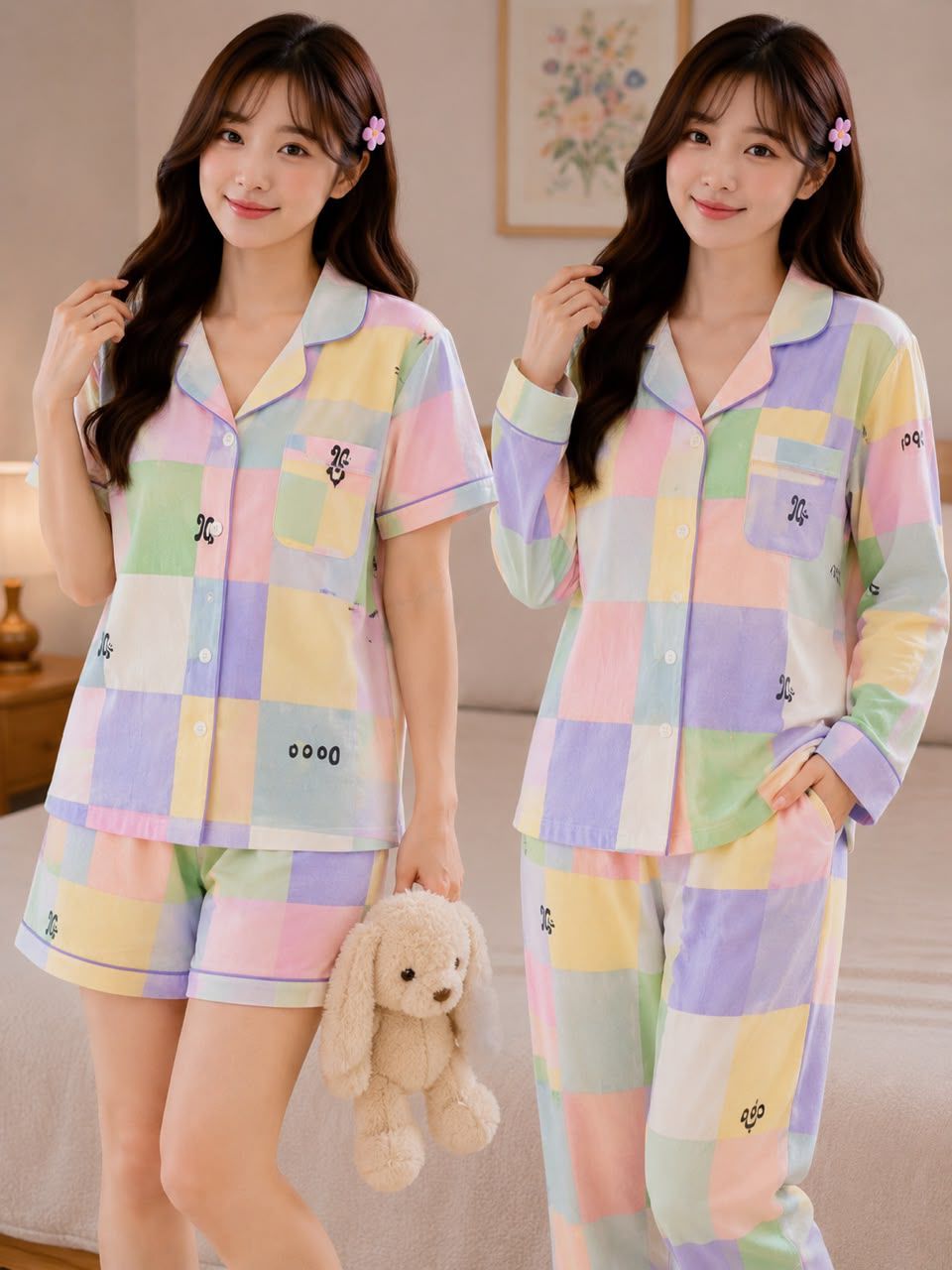 Berry Blue 3-piece korean nightsuit
