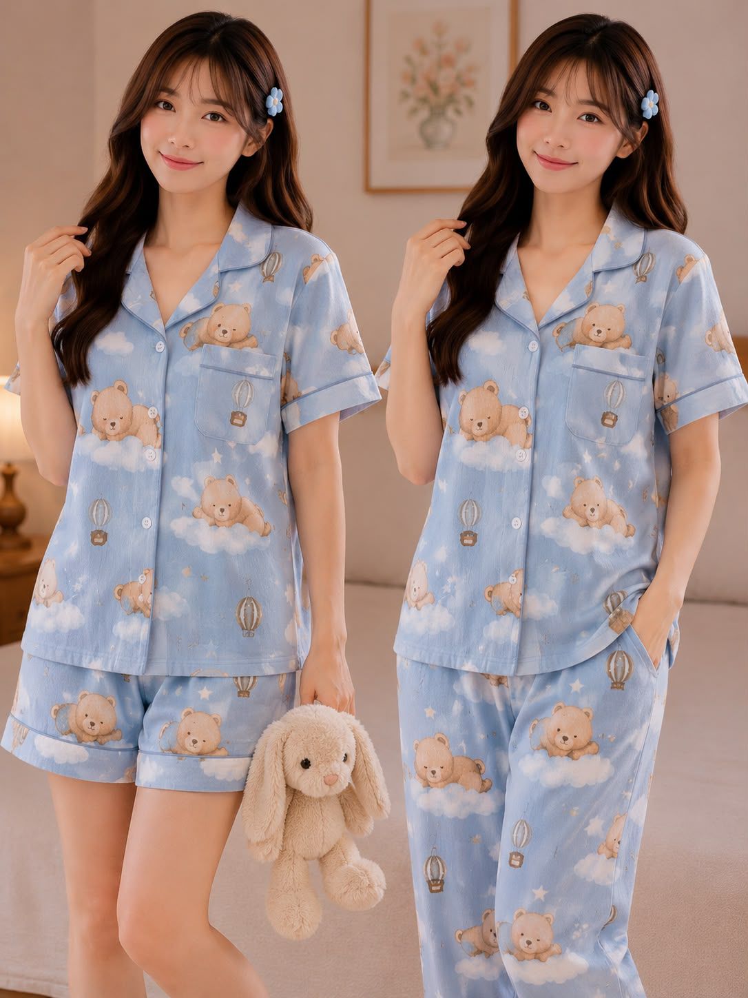 Pink Petals 3-piece korean nightsuit