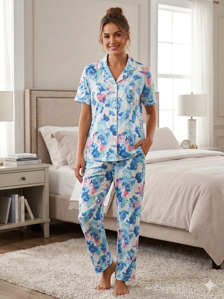 Poolside Pop two-piece cotton nightsuit