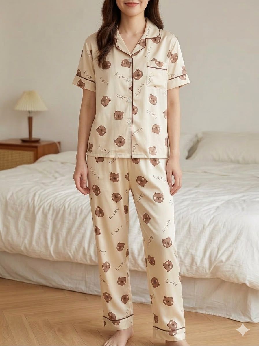 Cocoa Doodle two-piece cotton nightsuit