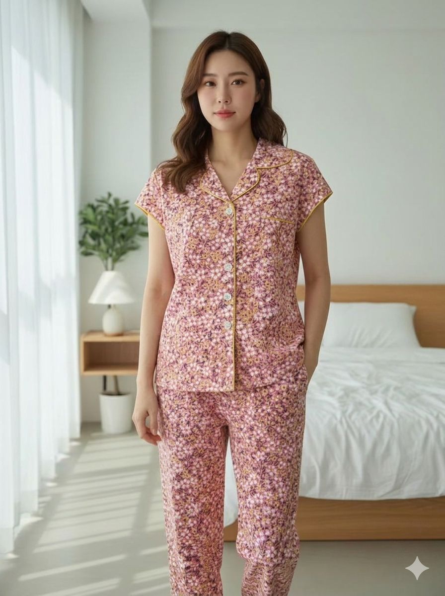 Rosy Confetti two-piece cotton nightsuit